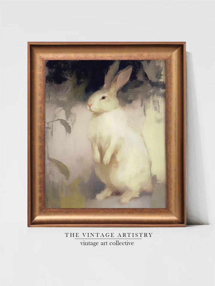 The Vintage Artistry Brown & White Spring Rabbit Wooden Framed Wall Art