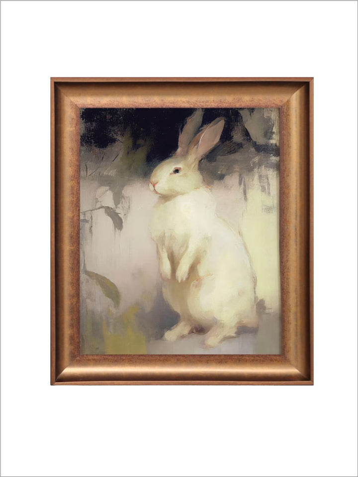 The Vintage Artistry Brown & White Spring Rabbit Wooden Framed Wall Art