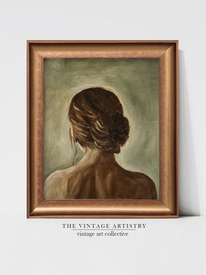 The Vintage Artistry Green & Brown Back Of Women Giclee Wall Art