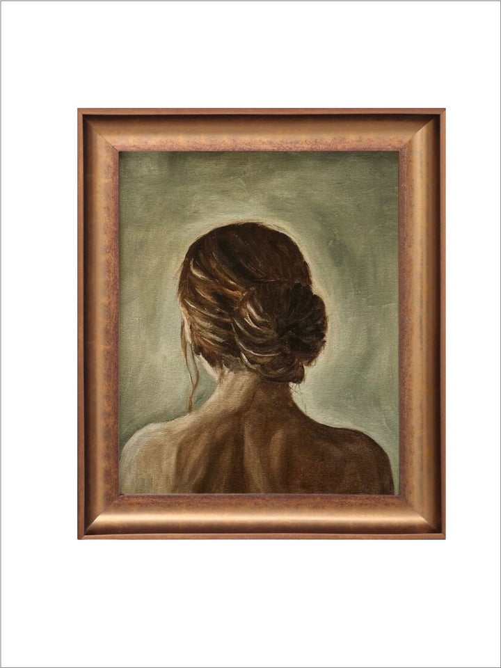 The Vintage Artistry Green & Brown Back Of Women Giclee Wall Art