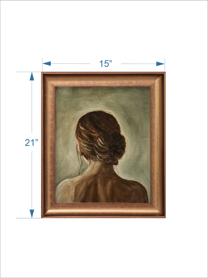 The Vintage Artistry Green & Brown Back Of Women Giclee Wall Art