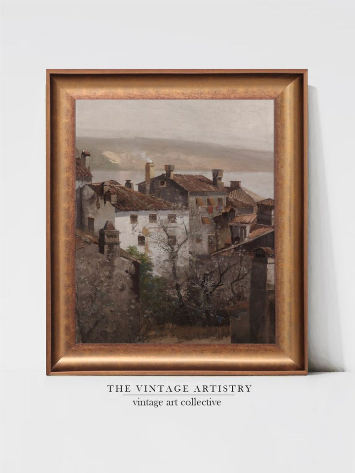 The Vintage Artistry Beige & Brown Moody European Architecture Painted Wall Art