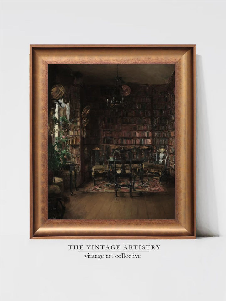 The Vintage Artistry Beige & Brownvictorian Library Painting Wall Art
