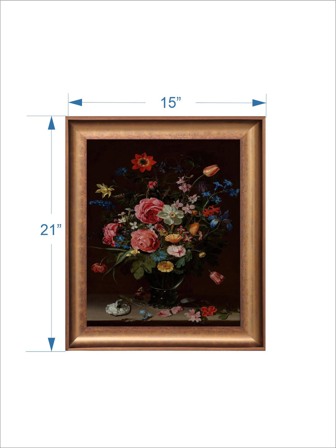 The Vintage Artistry Pink & Gold-Toned Still Life Bouquet Of Flowers Painted Wall Art