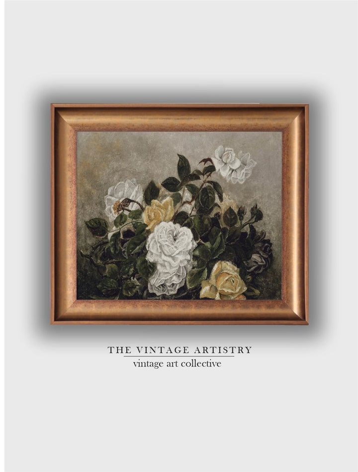 The Vintage Artistry Grey & Brownroses Wall Painting