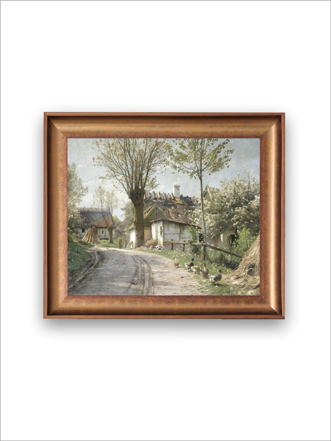 The Vintage Artistry Beige & Greencountry Landscape Painted Wall Art
