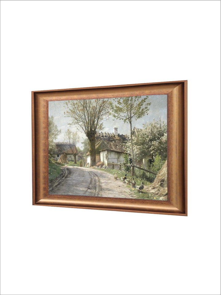 The Vintage Artistry Beige & Greencountry Landscape Painted Wall Art
