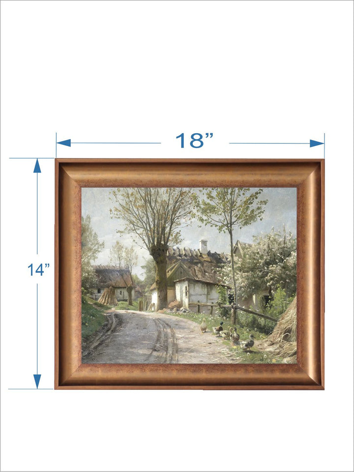 The Vintage Artistry Beige & Greencountry Landscape Painted Wall Art