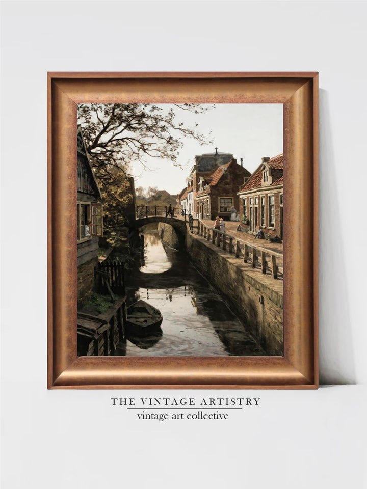 The Vintage Artistry Brown & Greencityscape Wooden Framed Wall Painting