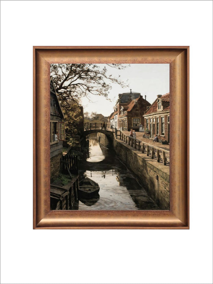 The Vintage Artistry Brown & Greencityscape Wooden Framed Wall Painting