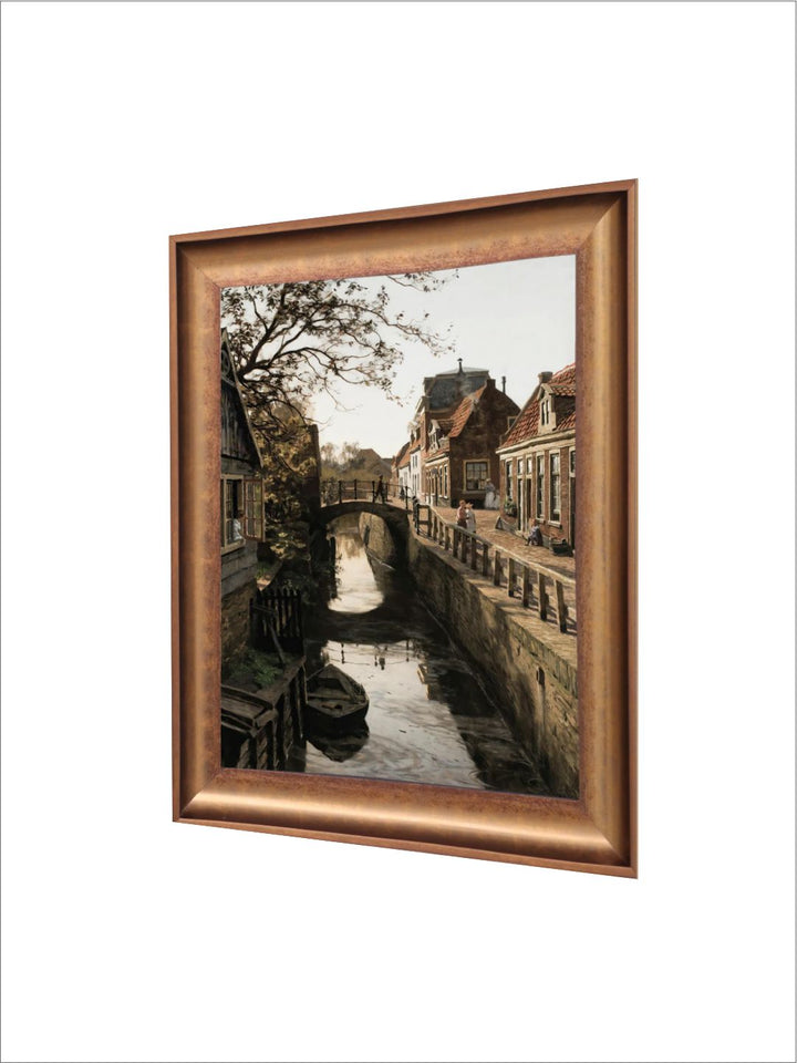 The Vintage Artistry Brown & Greencityscape Wooden Framed Wall Painting
