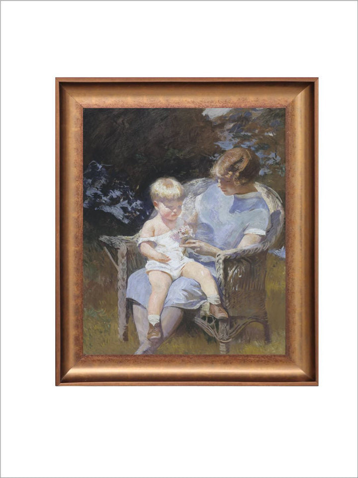 The Vintage Artistry Mother And Children Art Wooden Framed Wall Painting