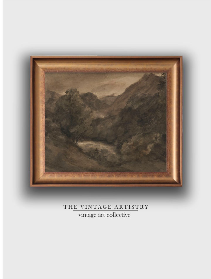 The Vintage Artistry Brown & Grey Printed Antique Scenery Drawing Wall Art