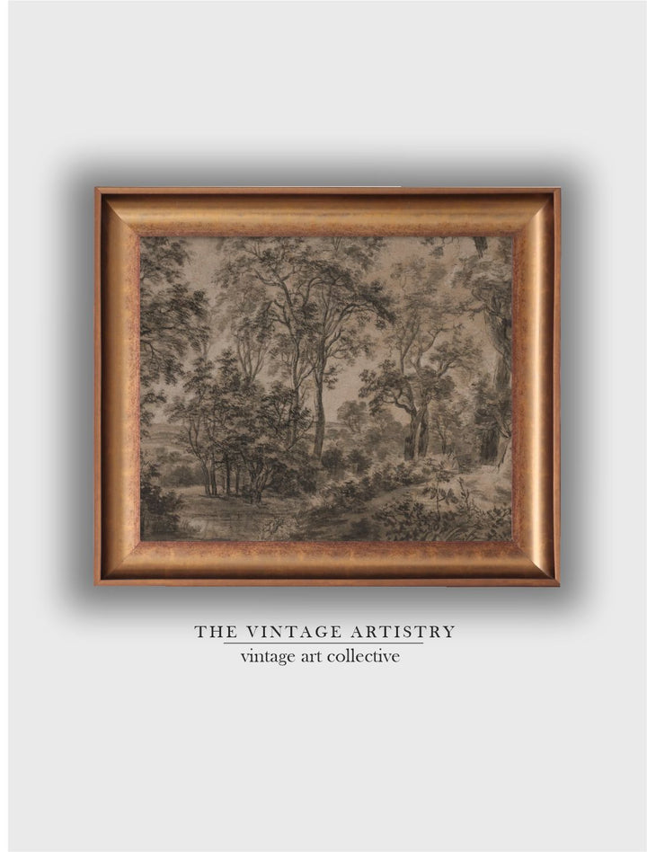 The Vintage Artistry Beige & Brownfoggy Forest Painting Wall Art