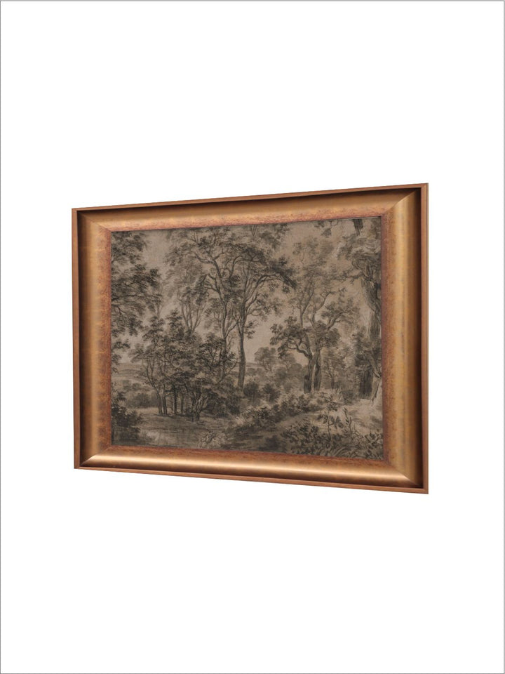 The Vintage Artistry Beige & Brownfoggy Forest Painting Wall Art
