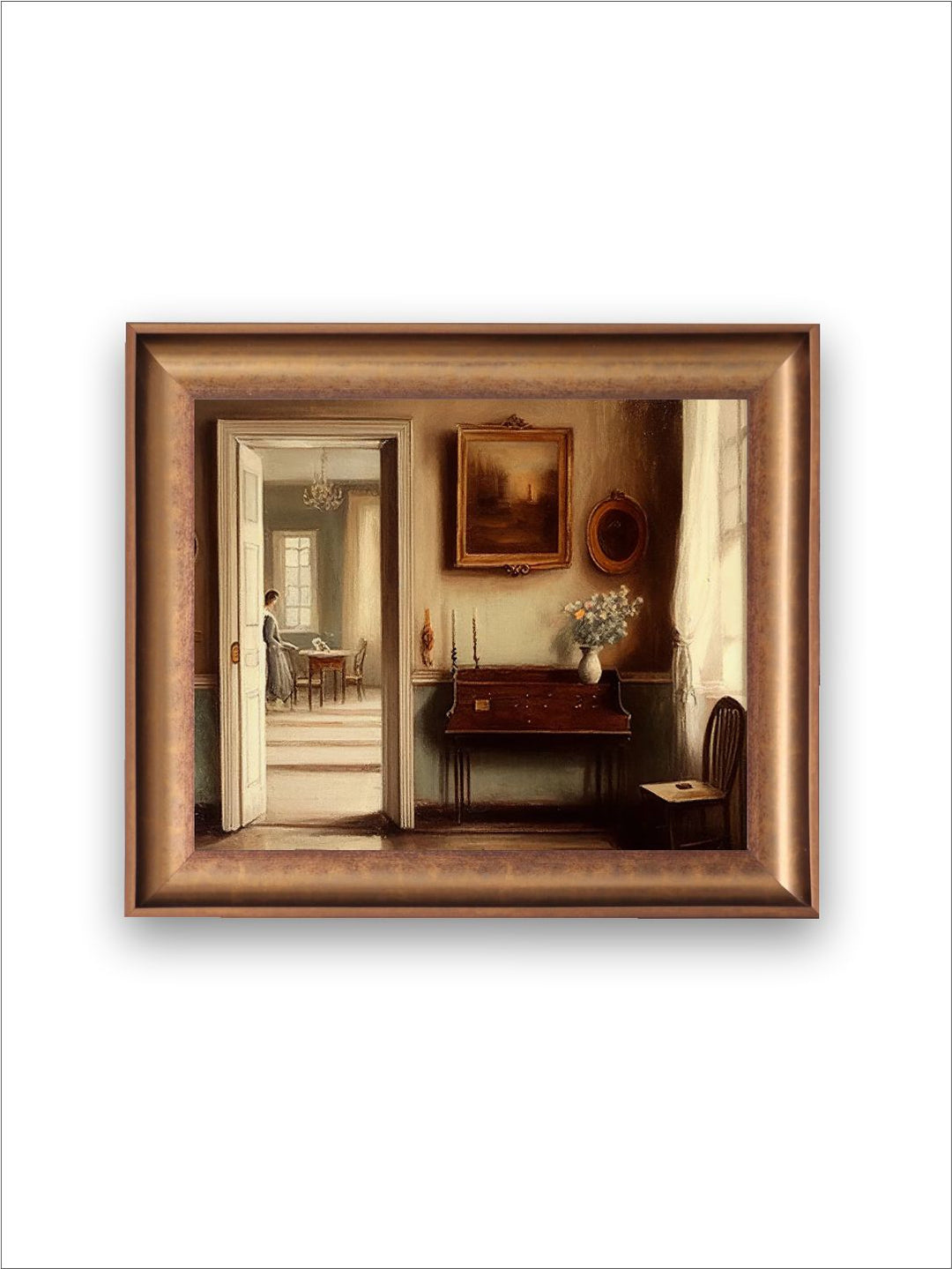 The Vintage Artistry Beige & Maroonpiano Still Life Painting Wall Art