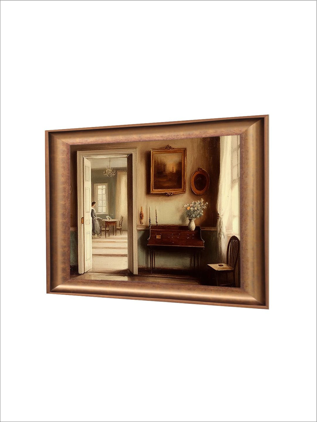 The Vintage Artistry Beige & Maroonpiano Still Life Painting Wall Art
