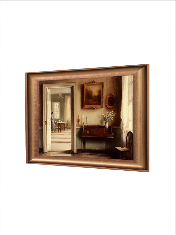 The Vintage Artistry Beige & Maroonpiano Still Life Painting Wall Art