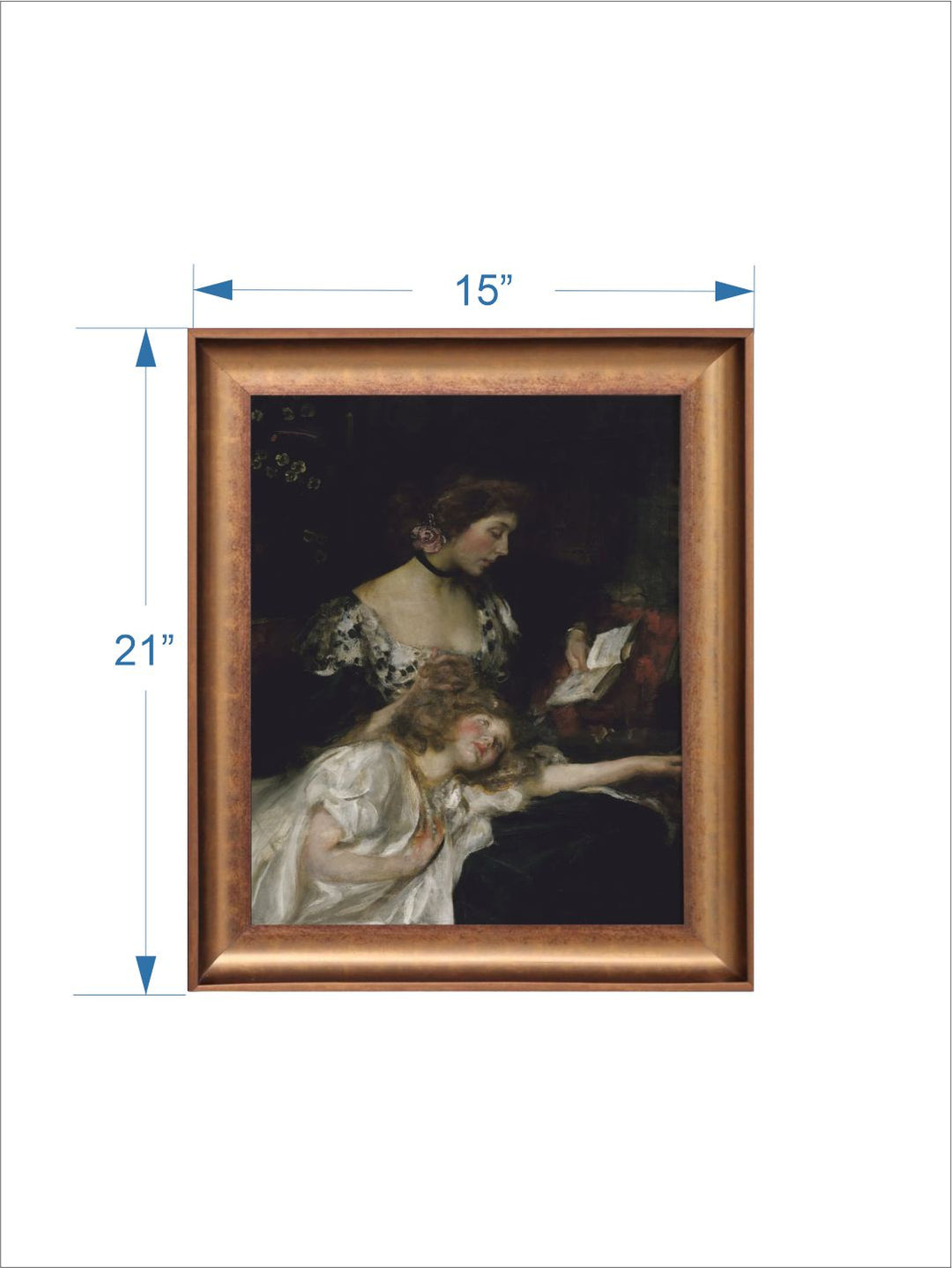The Vintage Artistry Beige & Black Victorian Mother & Daughter Painted Wall Art