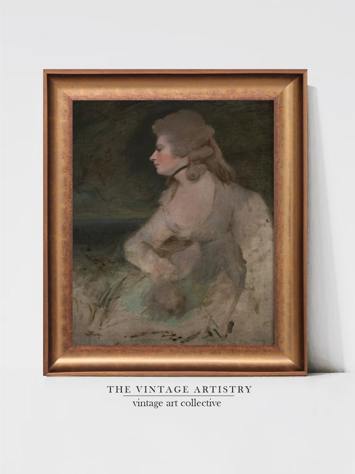 The Vintage Artistry Grey & Gold-Toned Antique Painting Wall Art