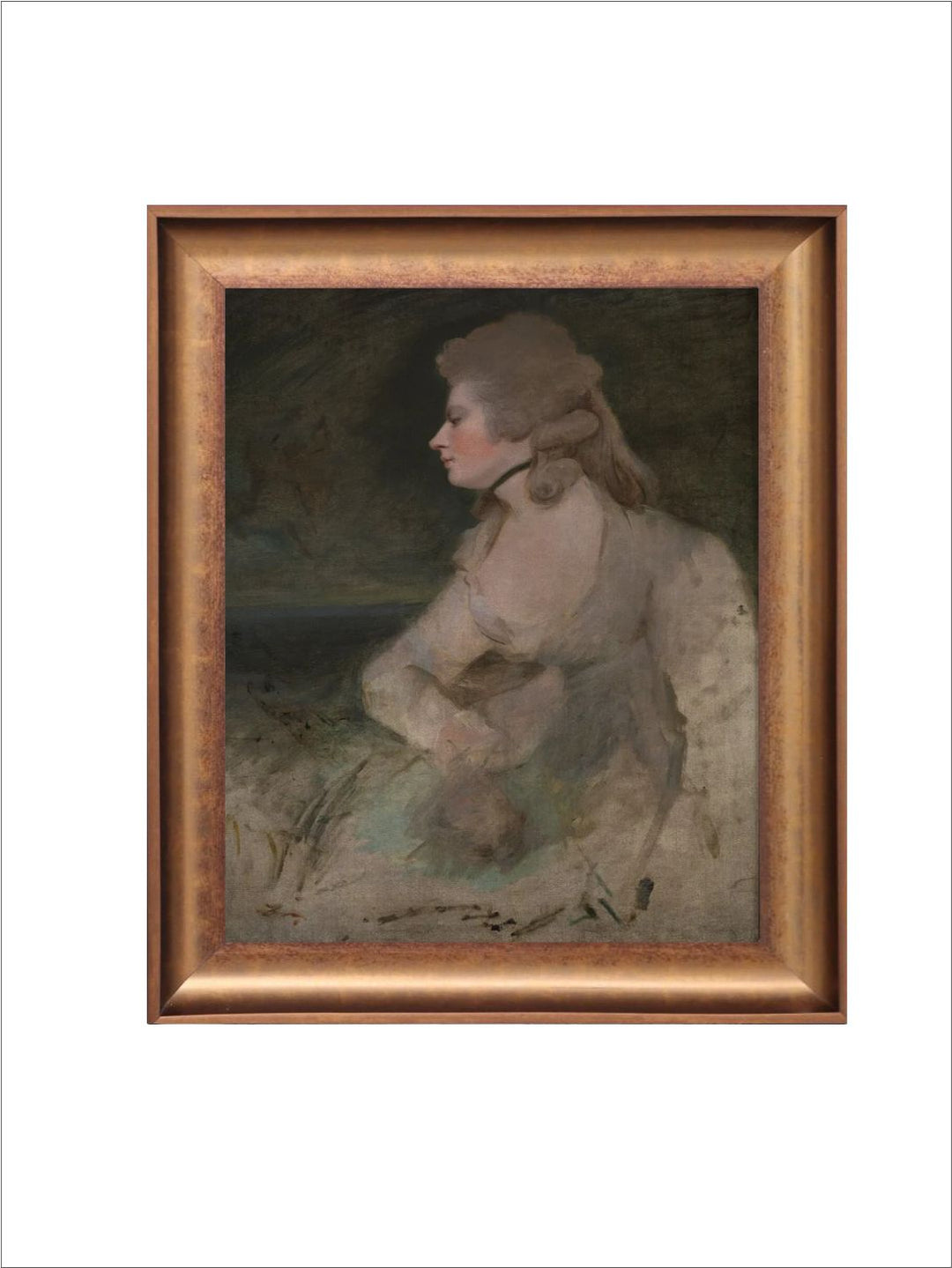 The Vintage Artistry Grey & Gold-Toned Antique Painting Wall Art
