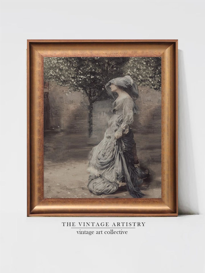 The Vintage Artistry Female Portrait Wooden Framed Wall Painting