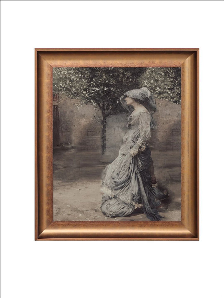 The Vintage Artistry Female Portrait Wooden Framed Wall Painting