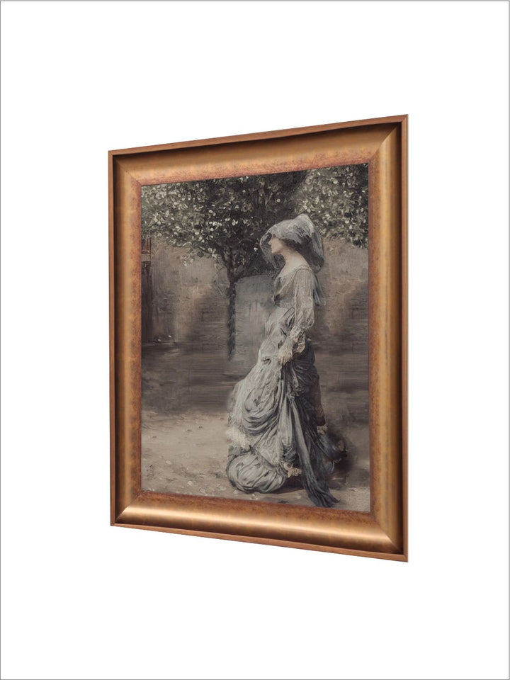 The Vintage Artistry Female Portrait Wooden Framed Wall Painting