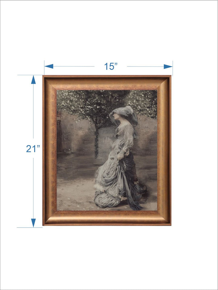 The Vintage Artistry Female Portrait Wooden Framed Wall Painting