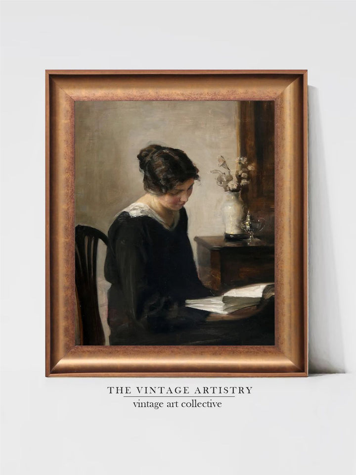 The Vintage Artistry Beige & Blackportrait Painting Wall Art