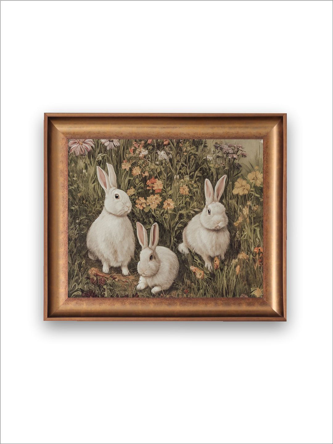 The Vintage Artistry Beige & White Rustic Rabbit Wall Painting