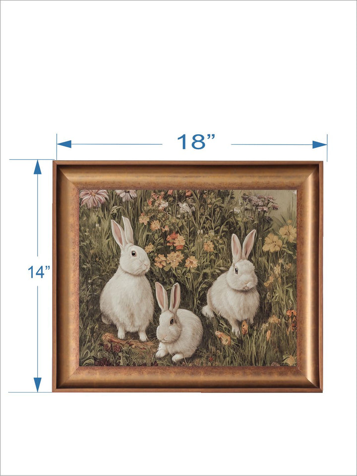 The Vintage Artistry Beige & White Rustic Rabbit Wall Painting
