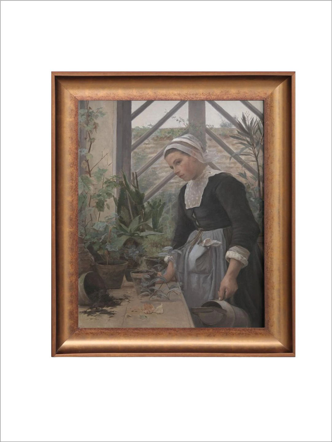 The Vintage Artistry Brown & Green Moody Portrait Wall Painting
