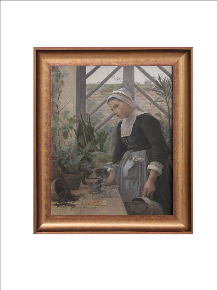 The Vintage Artistry Brown & Green Moody Portrait Wall Painting