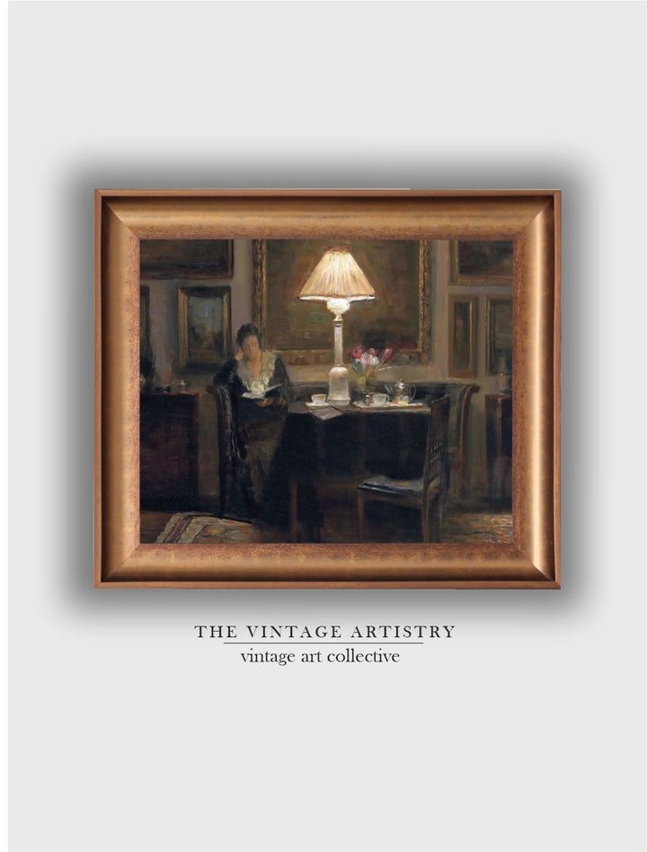 The Vintage Artistry Brown & White Woman Reading Painting Wall Art