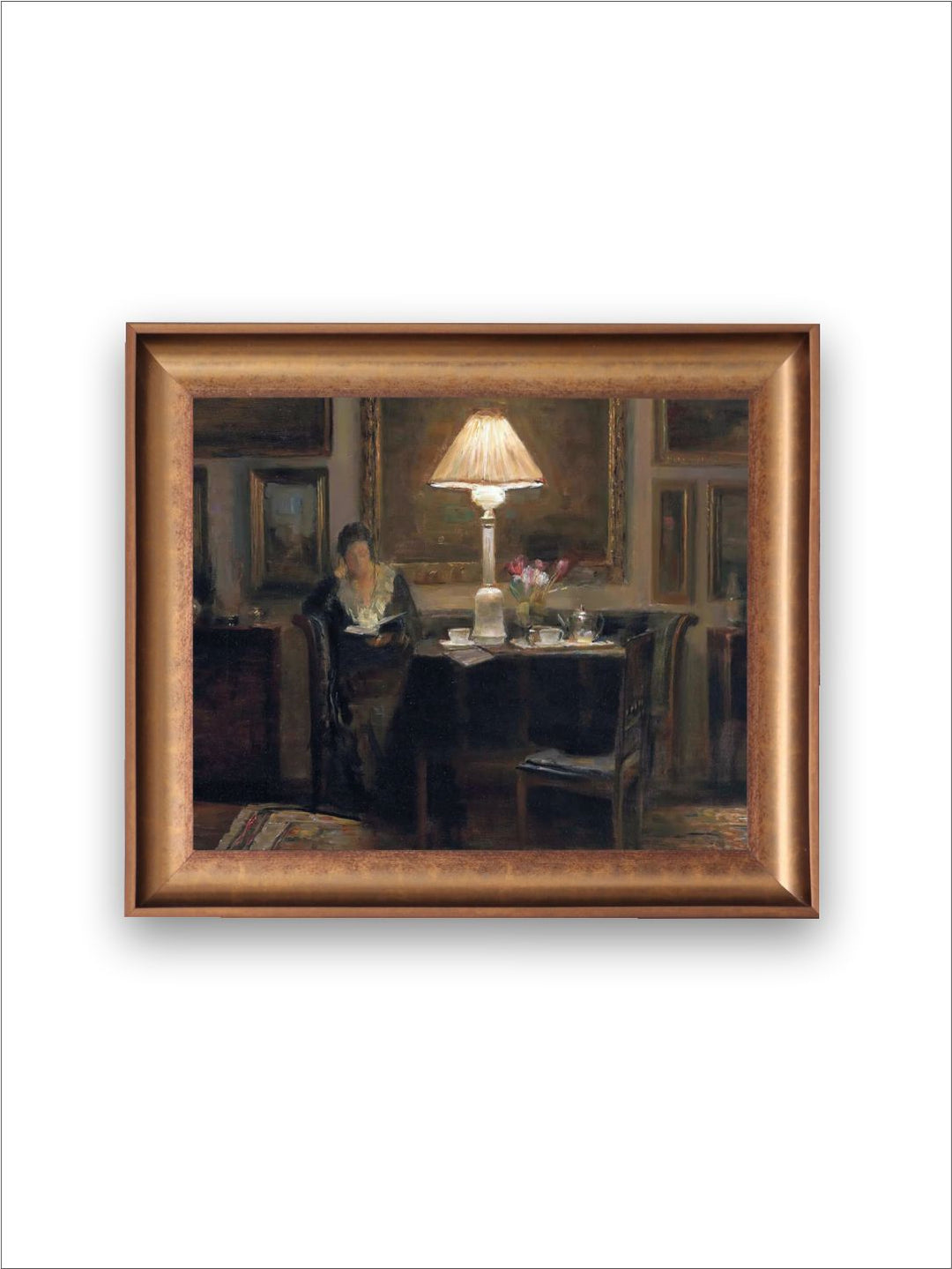 The Vintage Artistry Brown & White Woman Reading Painting Wall Art