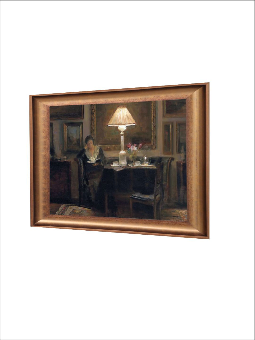 The Vintage Artistry Brown & White Woman Reading Painting Wall Art