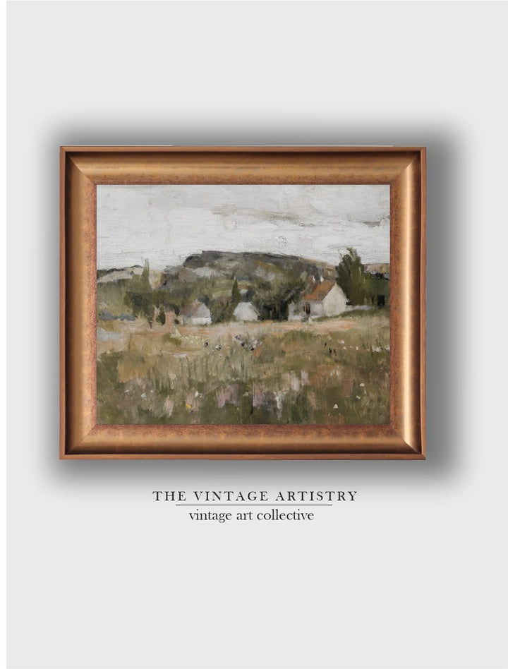 The Vintage Artistry Beige & Greenspring Landscape Painted Wall Art