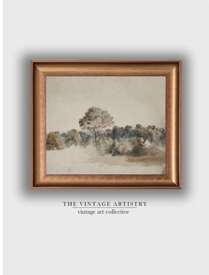 The Vintage Artistry Off White & Grey & Landscape Framed Painting Wall Art