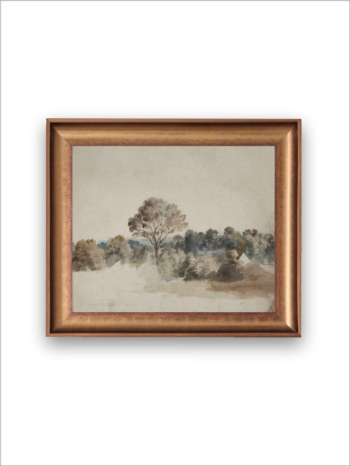 The Vintage Artistry Off White & Grey & Landscape Framed Painting Wall Art