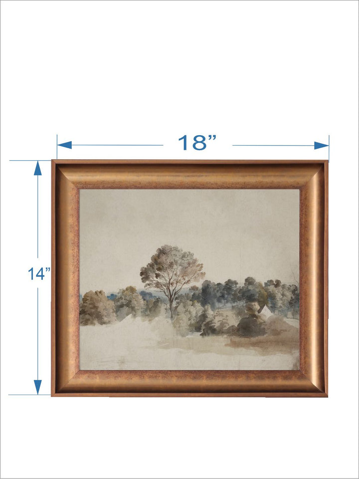 The Vintage Artistry Off White & Grey & Landscape Framed Painting Wall Art