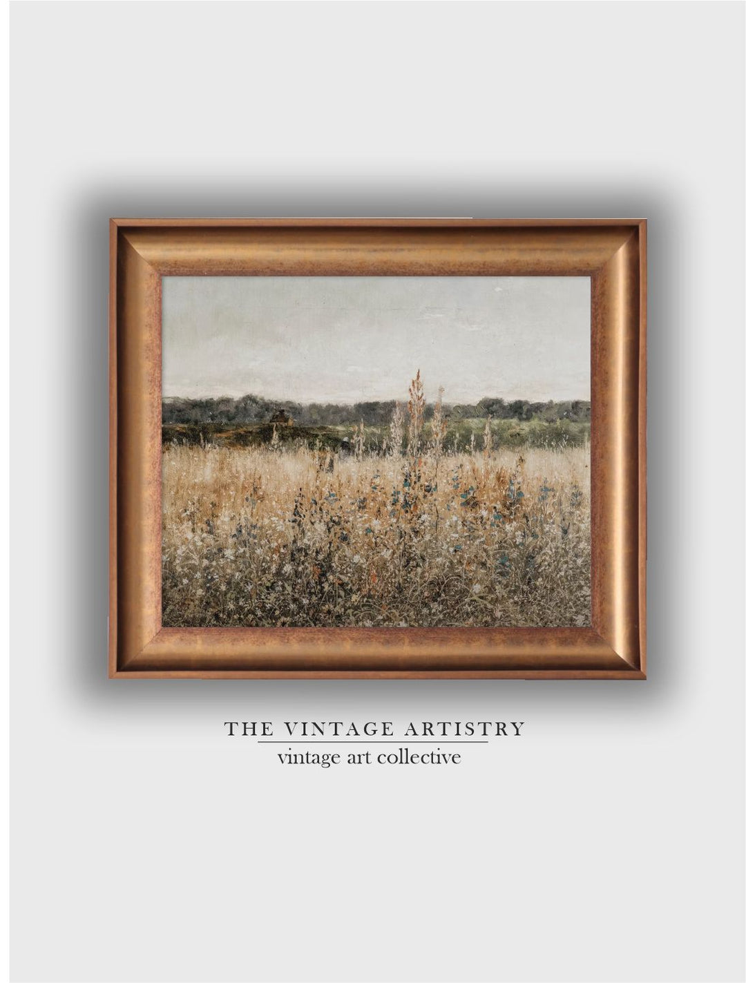 The Vintage Artistry Wildflower Field Landscape Framed Wall Art