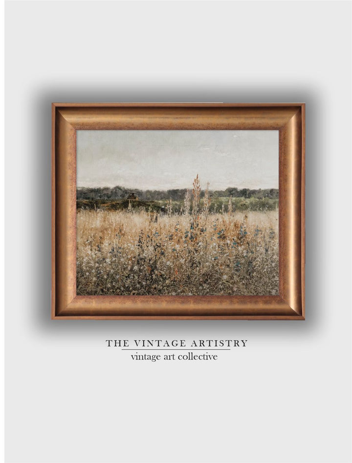 The Vintage Artistry Wildflower Field Landscape Framed Wall Art