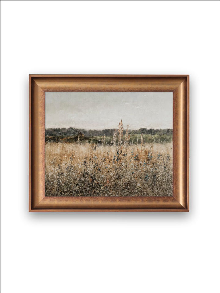 The Vintage Artistry Wildflower Field Landscape Framed Wall Art