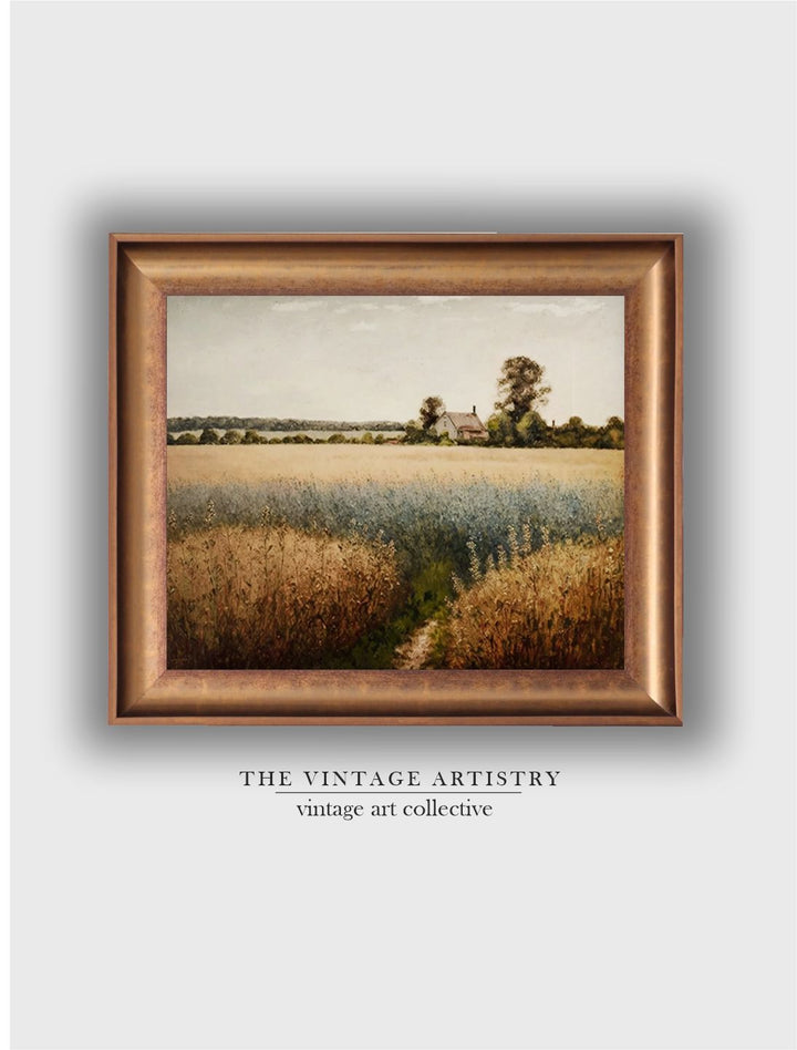 The Vintage Artistry Brown & Greenlandscape Framed Wall Painting