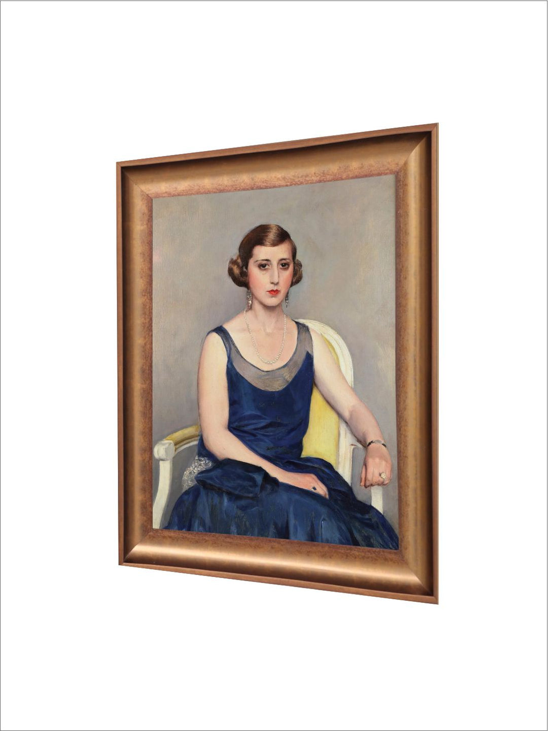 The Vintage Artistry Grey & Navy Blue Portrait Wall Painting