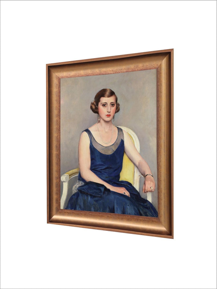 The Vintage Artistry Grey & Navy Blue Portrait Wall Painting