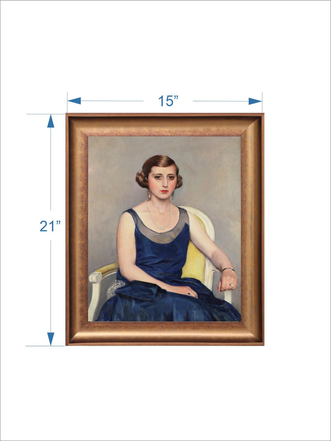 The Vintage Artistry Grey & Navy Blue Portrait Wall Painting