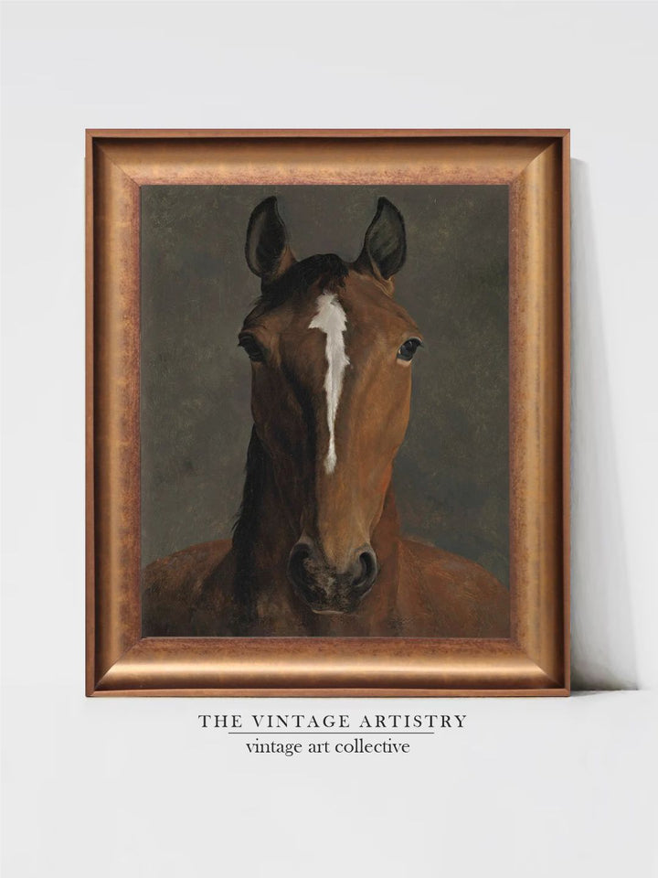 The Vintage Artistry Brown & White Horse Wooden Framed Wall Painting