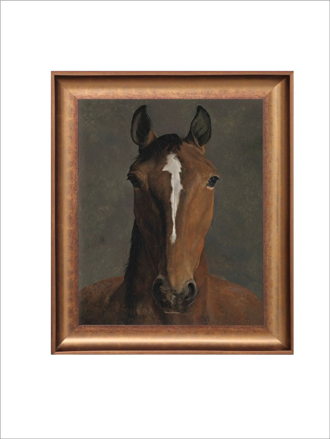 The Vintage Artistry Brown & White Horse Wooden Framed Wall Painting
